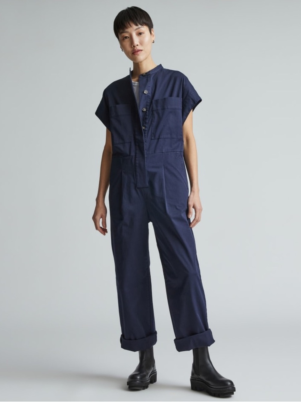 NWOT Everlane The Easy Workwear Jumpsuit Navy Blue Size Medium